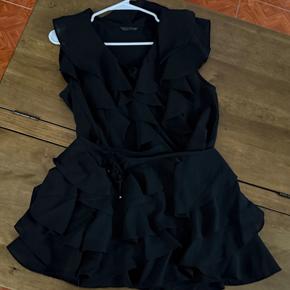 Zara Black Ruffled Blouse and skirt set